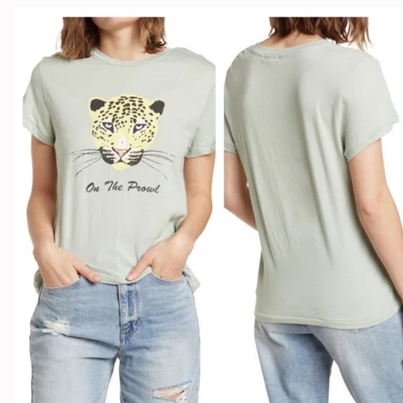 ✅✅WildFox On the Prowl Keke T shirt in Aqua Gray - Picture 2 of 6